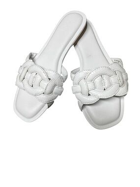 Nordstrom Rack White Croc-Embossed Chain Braided Slide Sandal NWT Size 7